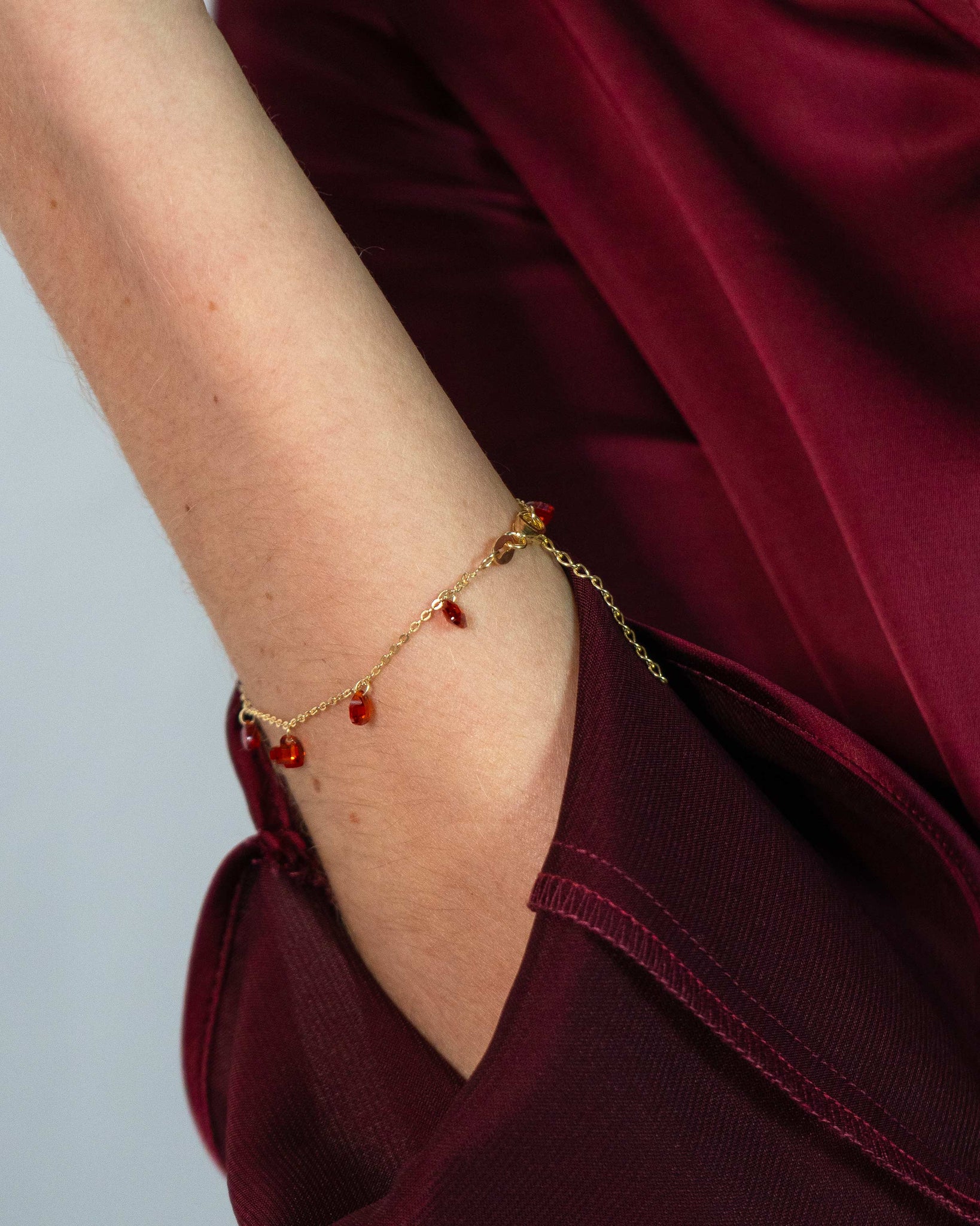 Bracelet with red hearts