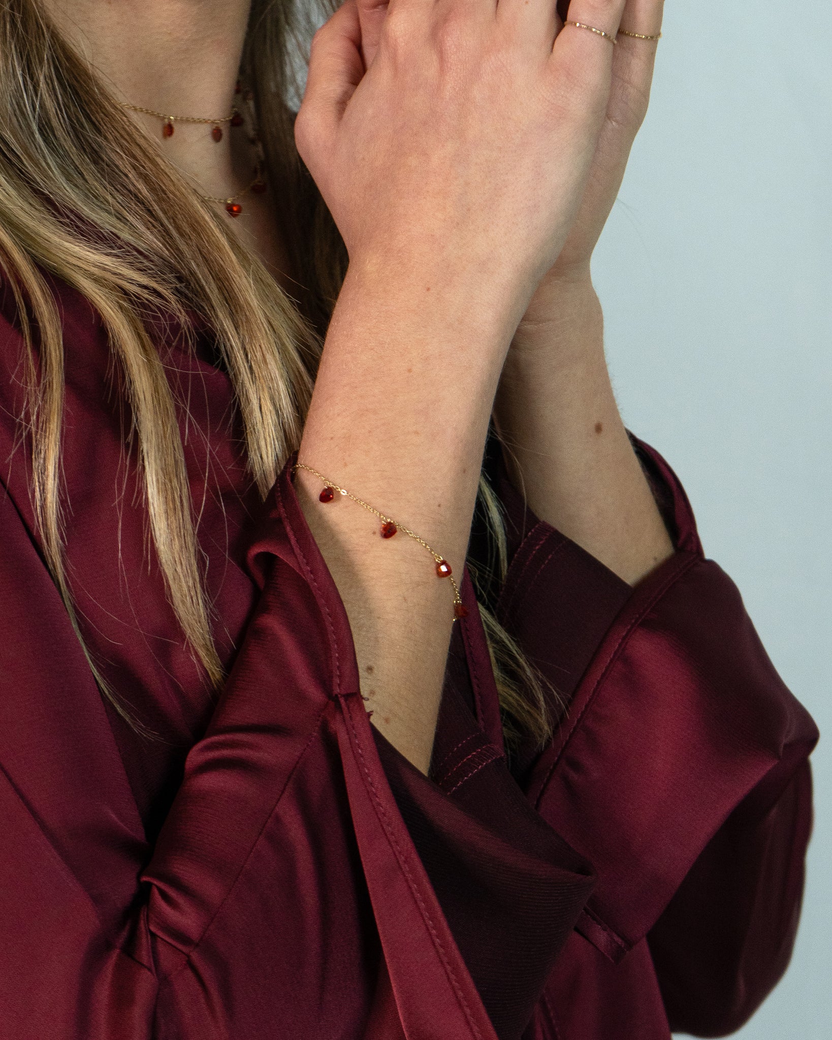 Bracelet with red hearts