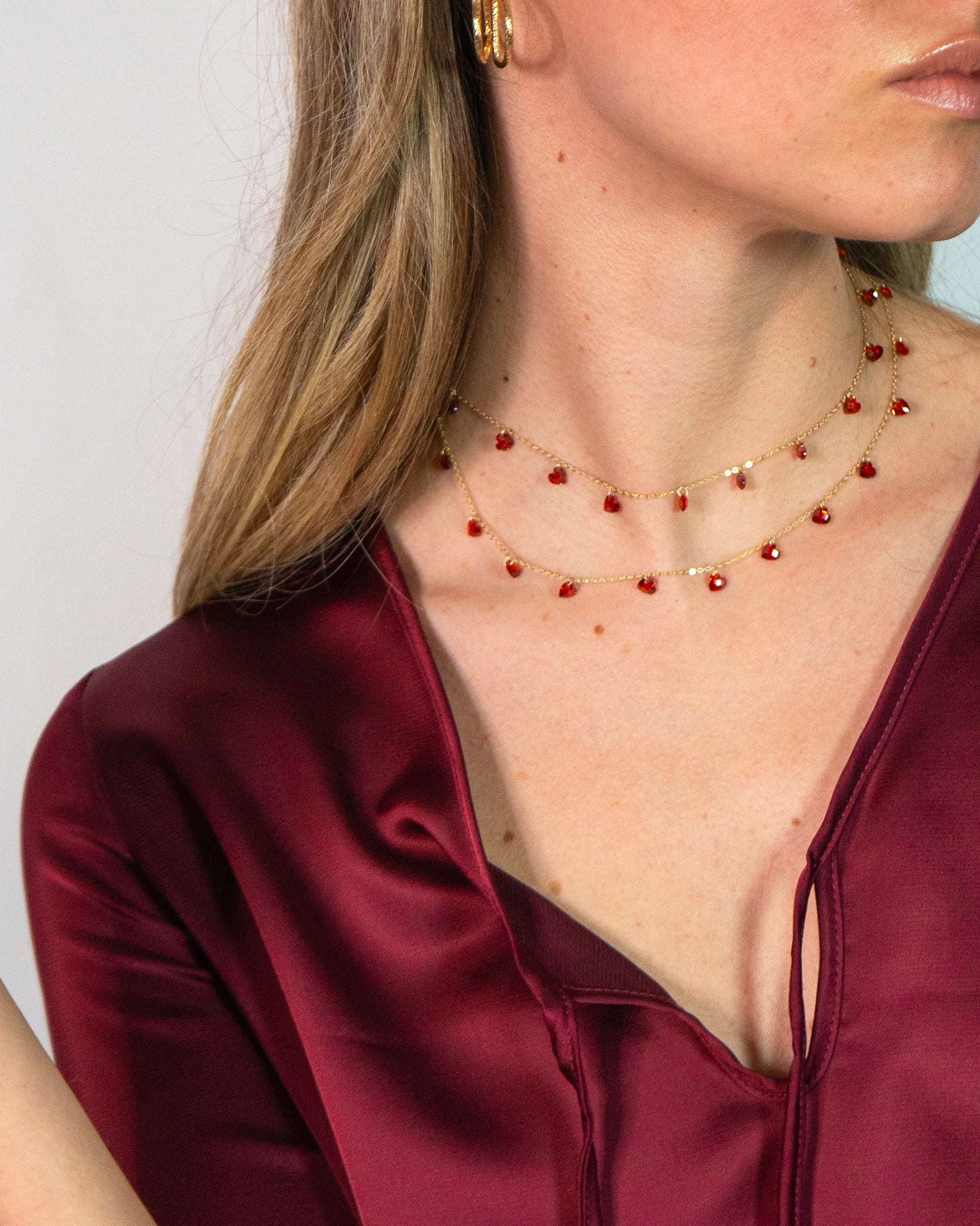 Choker with red hearts