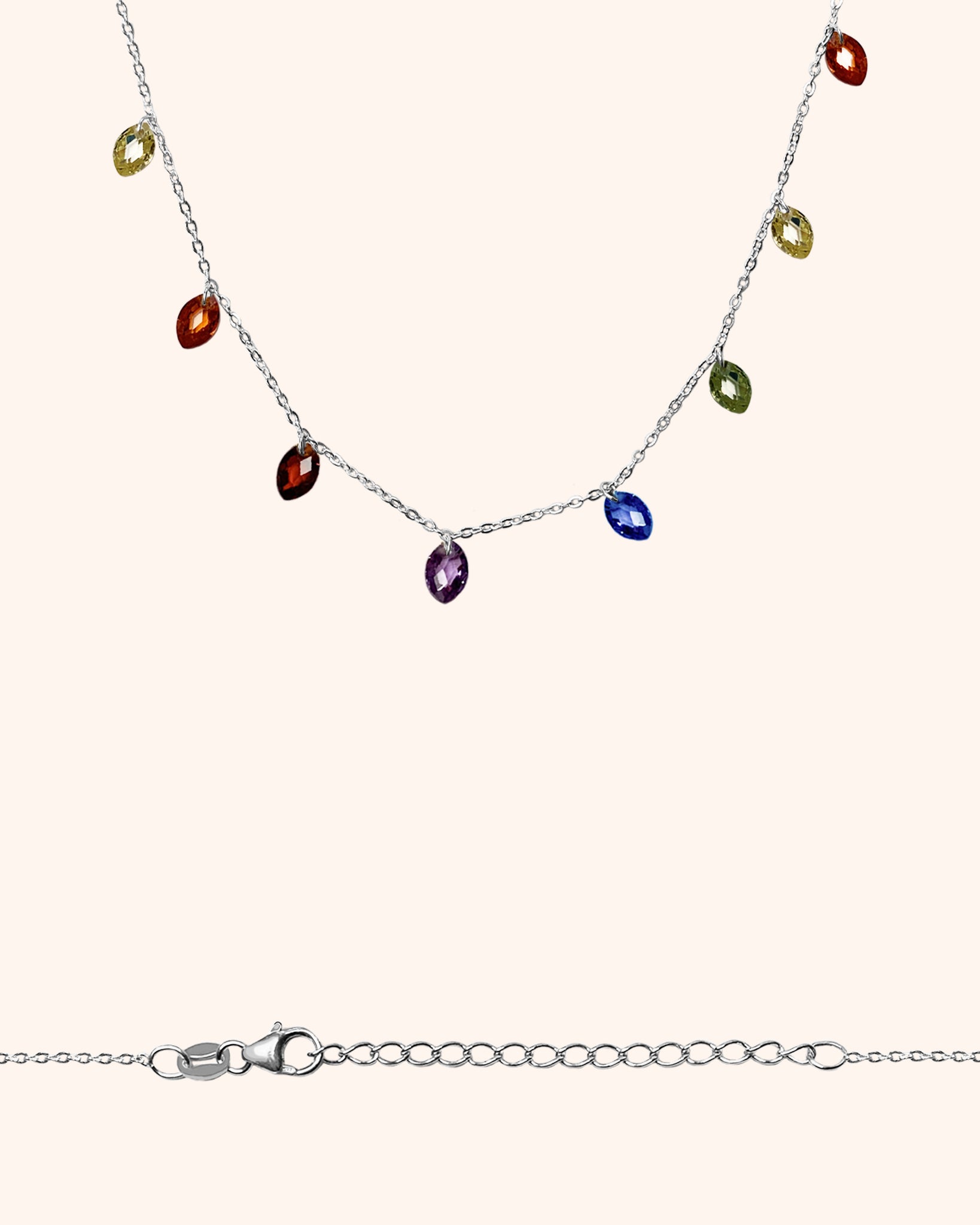 Necklace with multicolored navette