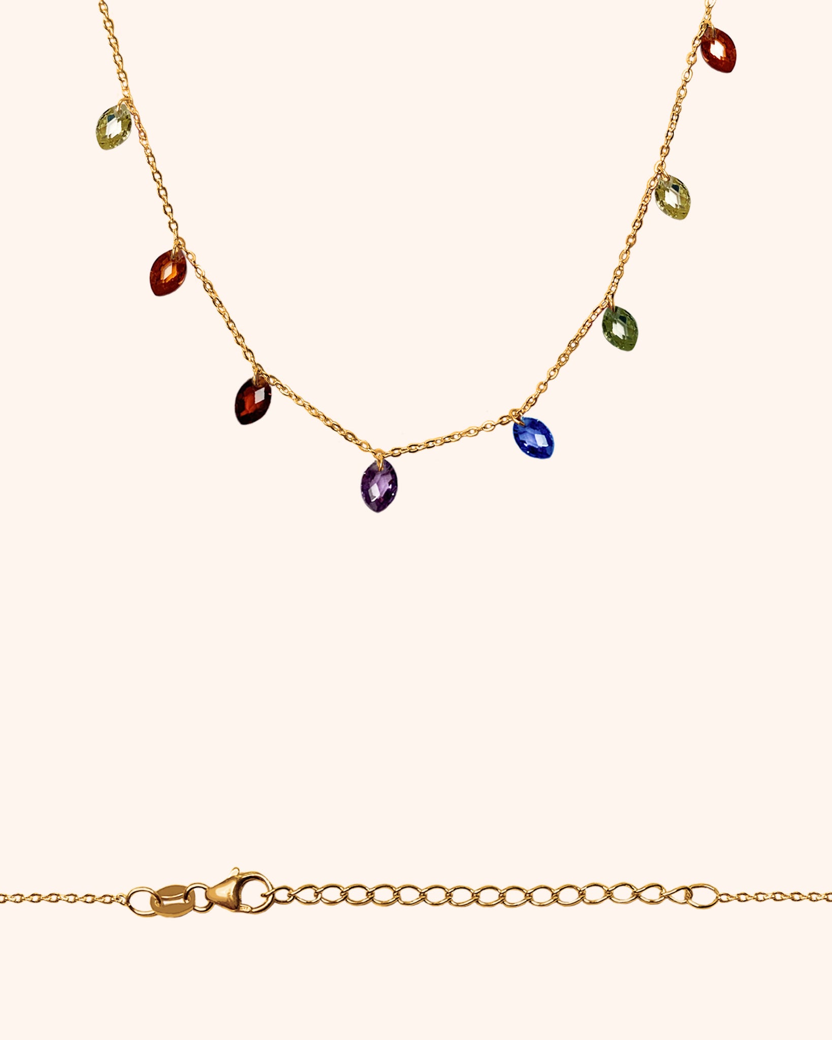 Necklace with multicolored navette