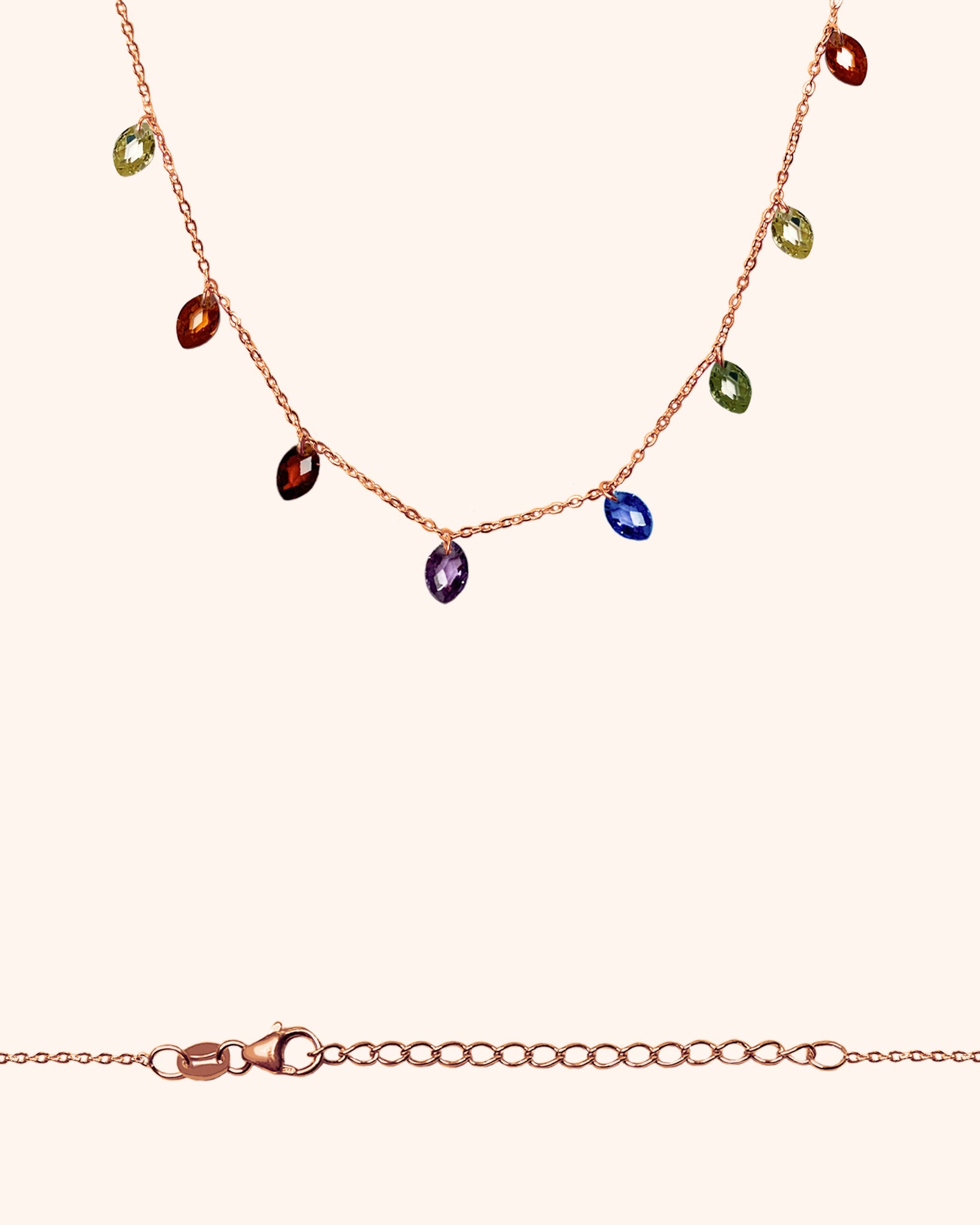 Necklace with multicolored navette