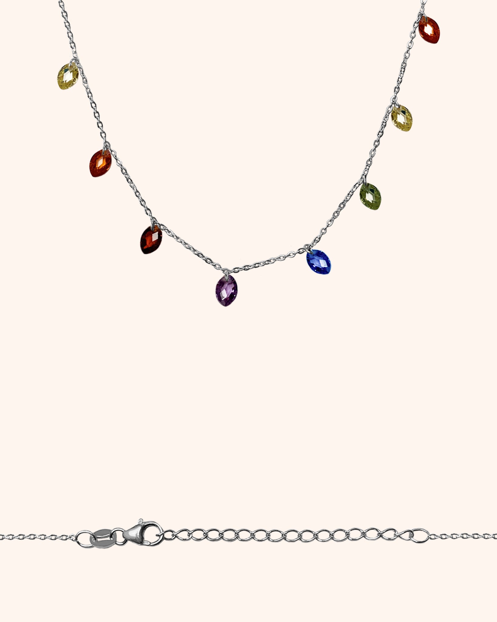 Necklace with multicolored navette